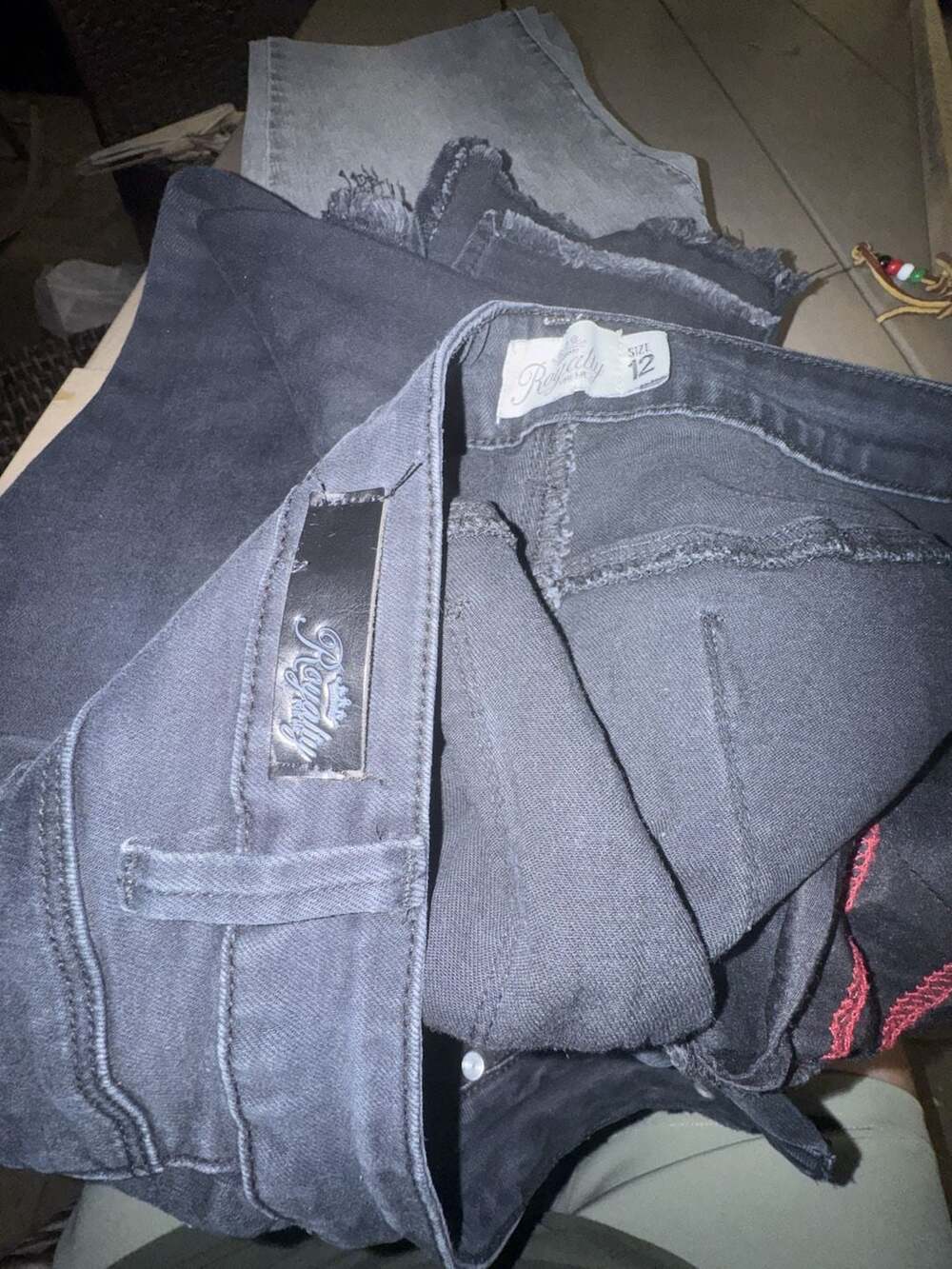 Royalty For Me Black Distressed Skinny Jeans Size 12